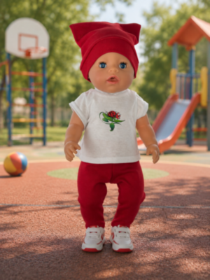 Одежда для куклы Baby Born 38-43 см, футболка, брюки и шапка, 3 предмета