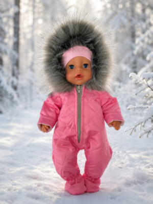 Зимний комбинезон и шапка для куклы-девочки Baby Born ростом 43 см