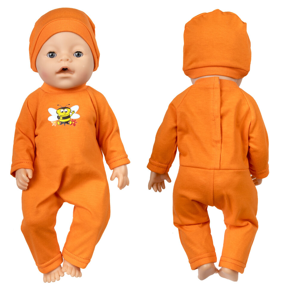 Одежда комбинезон с шапочкой для кукол 38-43см (Baby born и ТД.) Арт. 81