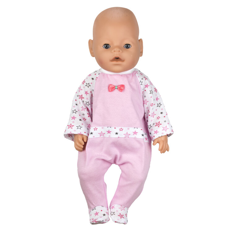 Комбинезон для кукол Беби Бон из розовой и принтованной ткани "звездочки" 