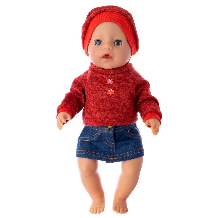 Свитер, шапка, юбочка для куклы Baby Born ростом 43 см