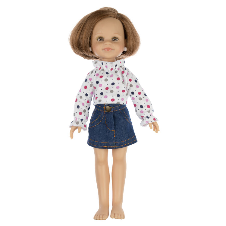 Джинсовая юбка и кофточка для кукол Paola Reina 32 см