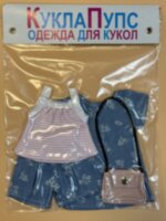 Одежда для куклы Paola Reina 32-34 см, джинсовое платье, шорты, топ и сумка, 4 предмета