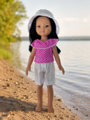 Одежда для куклы Paola Reina 32-34 см, кофта в горох, шорты и панама, 3 предмета