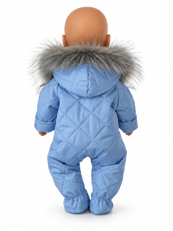 Одежда для куклы Baby Born 38-43 см, зимний комбинезон и шапка, голубой комплект