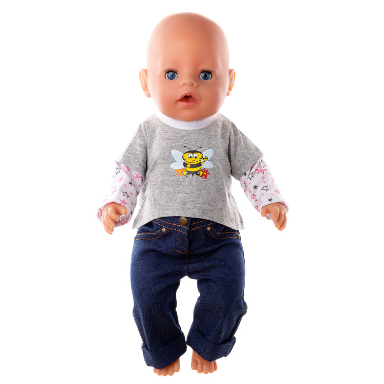 Джинсы и джемпер для куклы Baby Born ростом 43 см