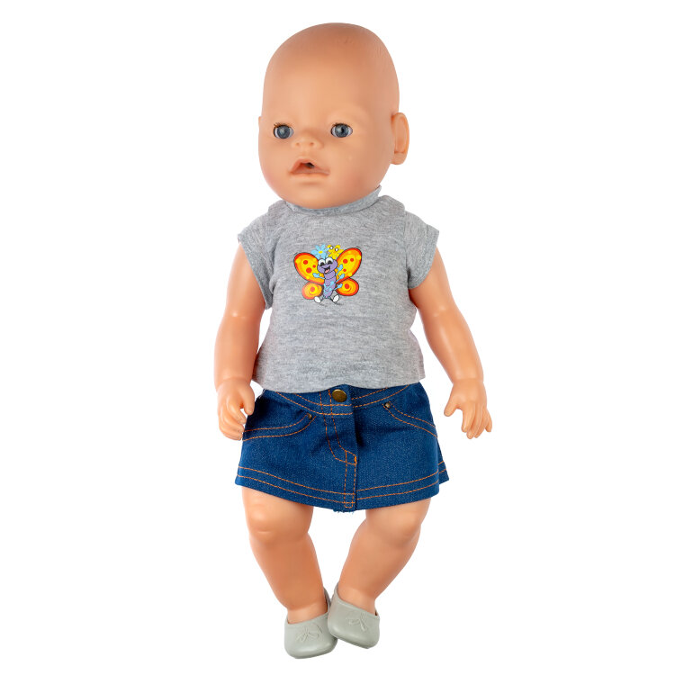 Набор с джинсовой юбкой для куклы Baby Born ростом 43 см