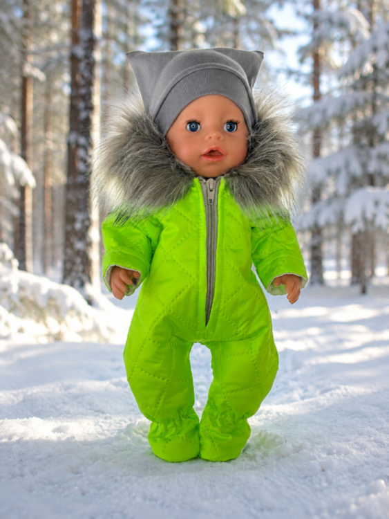 Одежда для куклы Baby Born 38-43 см, зимний комбинезон лимонный и шапка, 2 предмета
