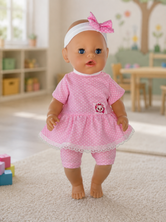 Одежда для куклы Baby Born 38-43 см, песочник в горох и повязка, 2 предмета